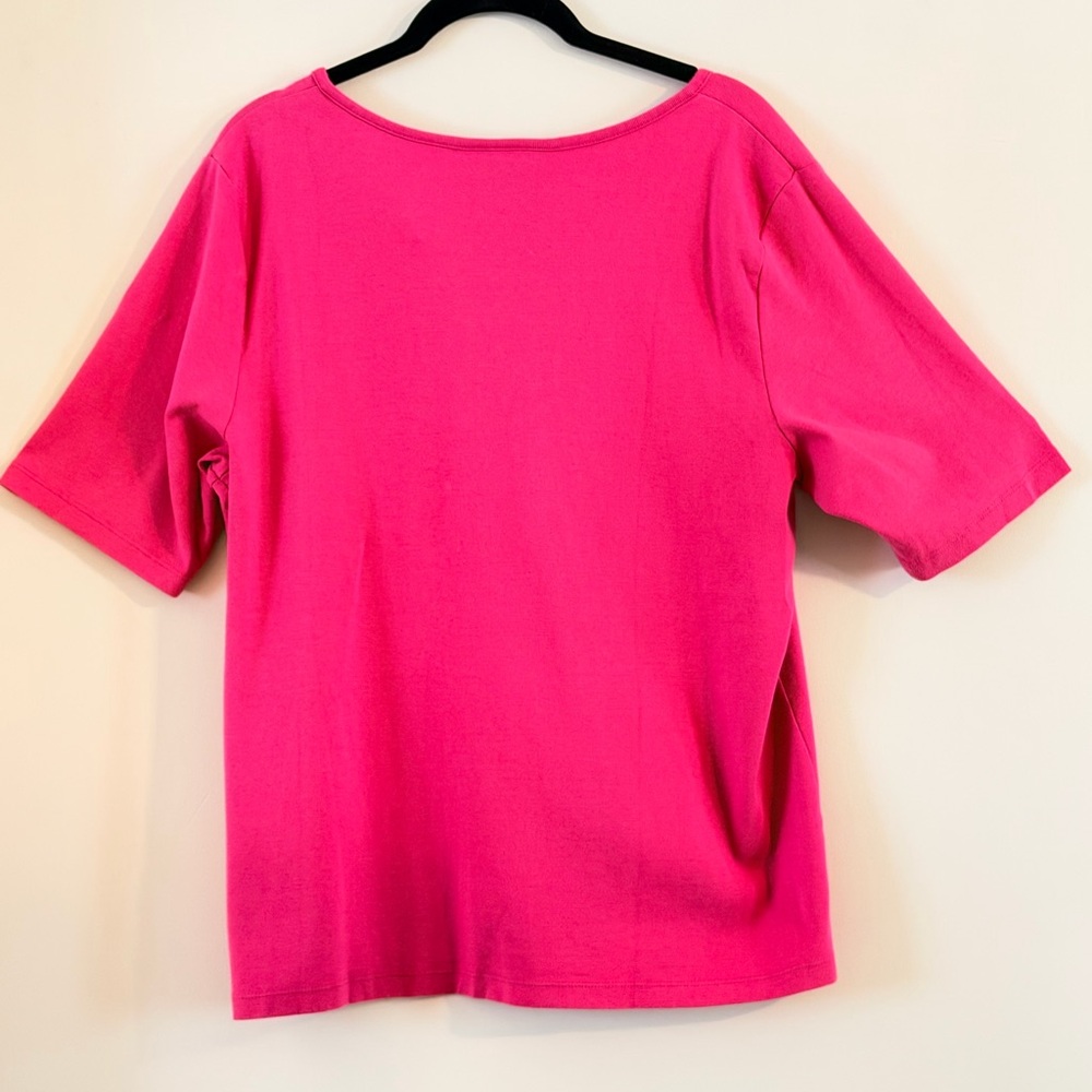 Karen Scott Pink Short Sleeve Henley Tee - Picture 2 of 8